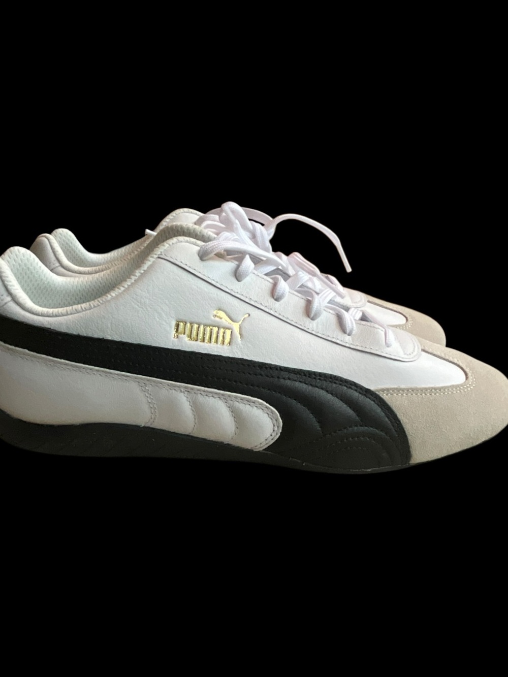 PUMA Speedcat Shield 397116-01 White Black Gold Men’s Size 13 Racing Sneakers